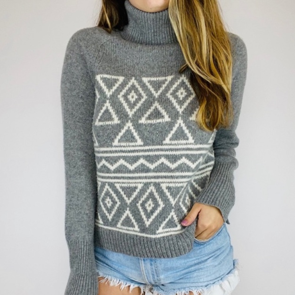 J. Crew gray pattern turtleneck sweater